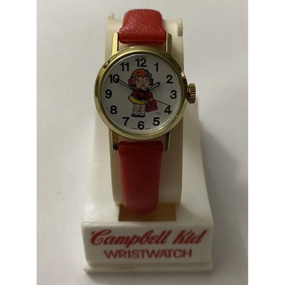 Vintage CAMPBELL'S Soup Kids Wind Up Watch With Display Case MIB WORKING🆓🚢